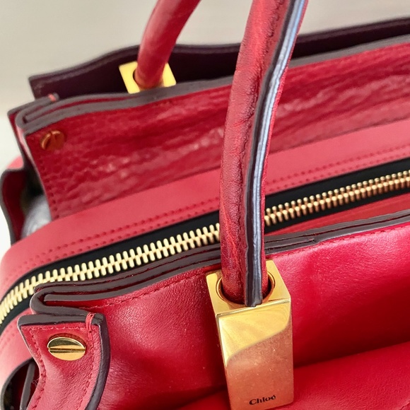 Chloe Dree RED Pebbled Leather Satchel Handbag - Picture 4 of 16